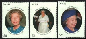 Nevis #958a-c ~ Cplt Set of 3 ~ QEII Seventy Birthday ~ Mint, NH  (1996)