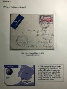 1942 Field Post Gibraltar Censored Airmail Cover To Penrith England