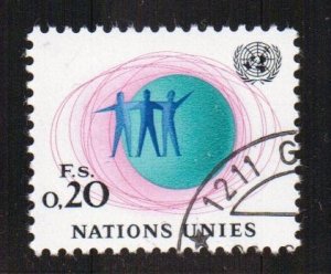 United Nations Geneva  #3  cancelled  1969  UN figures on globe  20c