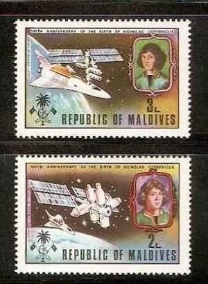 MALDIVE Is. FAMOUS PEOPLE,  COPERNICUS, SPACE, ASTRONOMER, SPACE SHUTTLE MNH*...