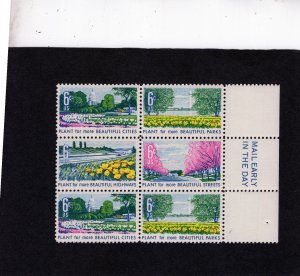 1365-1368 Beautiful America, MNH Mail Early right side blk/6