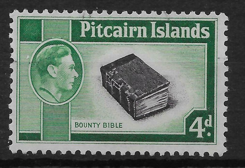 PITCAIRN ISLANDS SG5b 1951 4d BLACK & EMERALD-GREEN USED