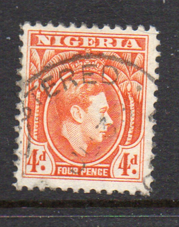 Nigeria Sc 59 1938 4d orange  GVI  stamp used