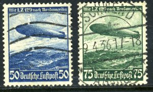 Germany 1920 Reich 75¢ Hindenburg Zeppelin Set Scott # C57-58 VFU X933 ⭐⭐⭐⭐⭐⭐