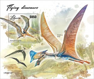 LIBERIA- 2023 - Flying Dinosaurs - Perf Souv Sheet - Mint Never Hinged