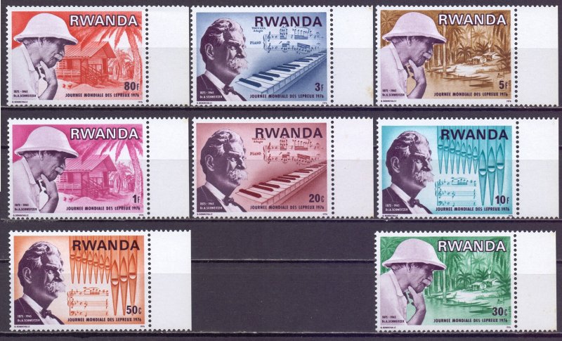 Rwanda. 1976. 775-82. Schweizer medic musician philosopher. MNH. 