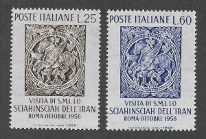 Italy Scott 758-59 MNHOG - 1958 Shah of Iran visit to Italy