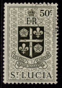 ST. LUCIA QEII SG182, 50c deep olive-green, FINE USED.