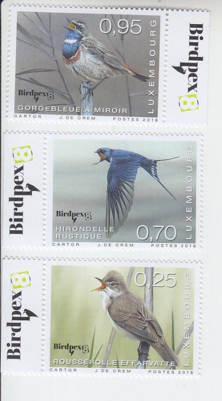 2018 Luxembourg Rare Birds (3) (Scott NA) MNH