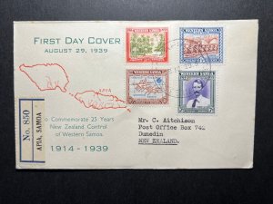 1939 Registered Western Samoa First Day Cover FDC Suva to Dunedin NZ 25 Year