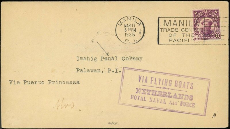 Philippines Manila Puerto Princesa 1935 Flying Boat Netherlands Naval Air Force