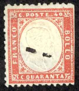 Italy Sc# 20 Used 1862 40c red King Victor Emmanuel II