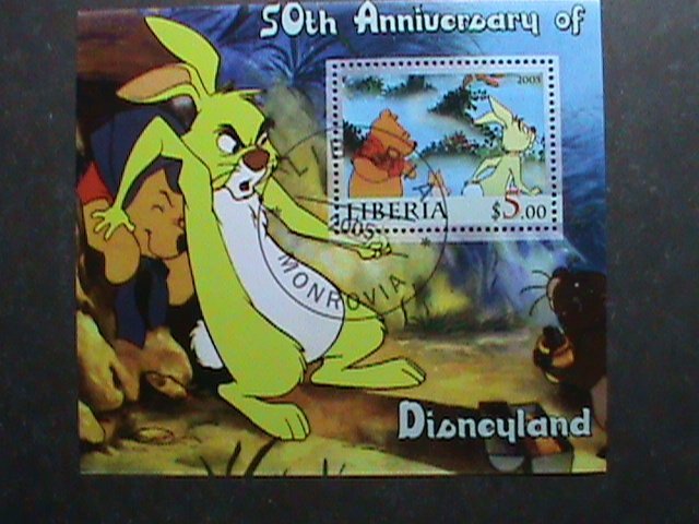 LIBERIA STAMP-2005 -50TH ANNIVERSARY OF DISNEYLAND CTO S/S SHEE