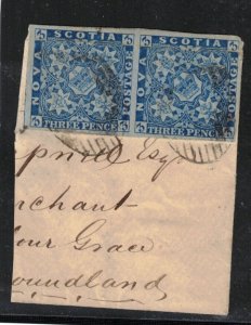 Nova Scotia #2 Used Fine - Very Fine On Piece Tied By Grid Cancels