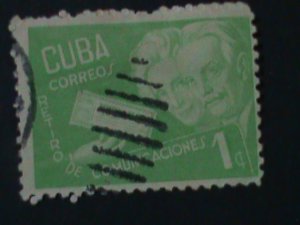 ​CUBA-1945-SC#396-AGED COUPLE-USED VF-79-YEARS OLD STAMP-FANCY CANCEL
