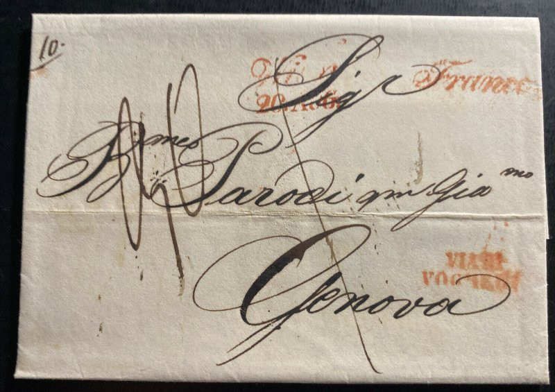 1840 Vienna Austria Stampless Letter Cover To Genova Italy C 