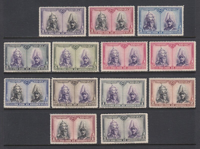 Spain Sc B74/B89 MNH. 1928 Santiago issue, 13 diff from long set, fresh, bright