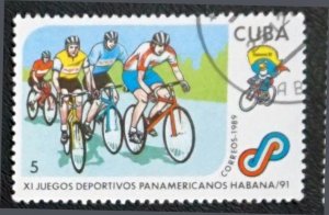 CUBA Sc# 3179  HAVANA PAN AMERICAN GAMES sports 5c Cycling 1989 used cto