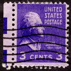 1938, US 3c, Thomas Jefferson, Used, Sc 807