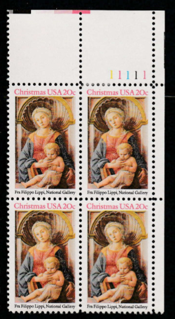 U.S. Scott #2107 Christmas Stamp - Mint NH Plate Block