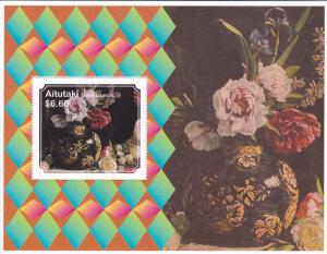 Aitutaki # 570, Flowers - Peonies in Vase, NH, 1/2 Cat.