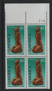 US, C121 ,  MNH , PLATE BLOCK,    SOUTH EAST CARVED FIGURE