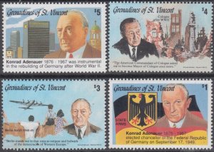 ST VINCENT Sc #950.3.5.7 MNH PART SET with KONRAD ADENAUER