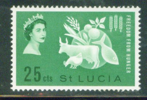 Saint Lucia Scott 179 MH* 1963 Freedom from Hunger stamp