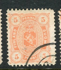 FINLAND; 1875-81 classic Helsingfors print issue fine used Shade of 5p.