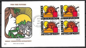 1977 #1723-4 Energy Conservation & Development block of 4 FDC