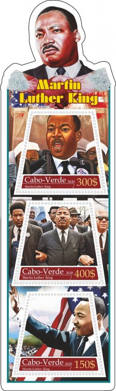 Stamps. Martin Luther King 2020 year 1+1 sheets perforated Cabo Verde