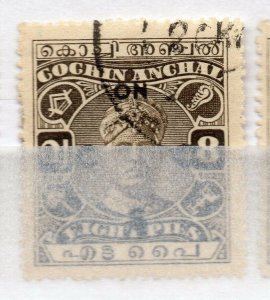 India Cochin 1919-33 Early Issue used Shade of 8p. Optd NW-15816