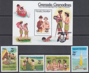 GRENADA GRENADINES Sc #657-61 CPL MNH SET of 4 + S/S - GIRL GUIDES