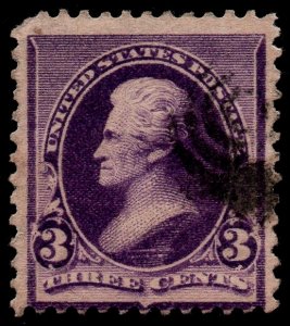 U.S. Scott #221: 1890 3¢ Andrew Jackson, Used, Ave./F