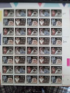 US# 2372-5 - Cats - Sheet of 40 @ .22c, Unused, (1988)