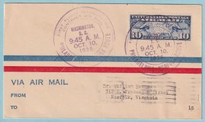 UNITED STATES FIRST FLIGHT COVER - 1926 WASHINGTON D.C. TO NORFOLK VA - CV376