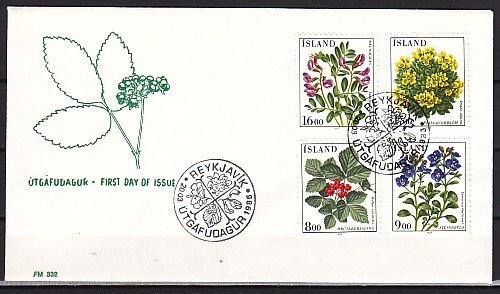 Iceland, Scott cat. 602-605. Flowers issue. First day cover. ^