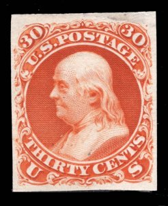 MOMEN: US STAMPS #71-E2b #61P3 PREMIERE GRAVURE PLATE ESSAY ON INDIA LOT #89588*