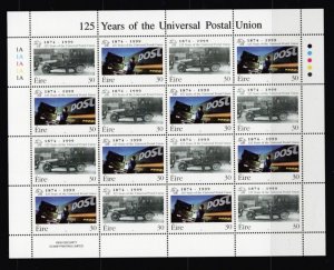 Ireland: 1999 125th Anniversary of the UPU, Sheetlet,  MNH