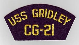 USS GRIDLEY CG-21 - U.S. NAVY CAP PATCH