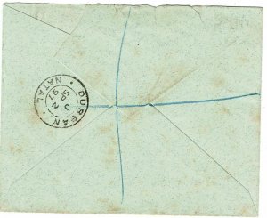 Zululand 1897 registered cover to Ladysmith, Natal, block of 4 SG 23