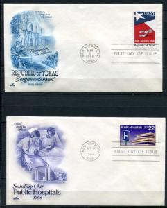 USA 2 First Day Covers Public Hospitals Remember the Alamo u1920hs