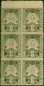 Brunei 1895 2c Black SG3 Good Mint Block of 6