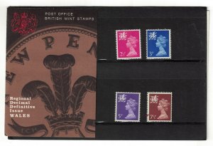 Great Britain WALES Regional Definitives 4v Pres. Pack No. 28 1971 MNH