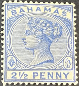 BAHAMAS # 28a-MINT/HINGED---SINGLE--DULL BLUE--1884-90(LOTK16)