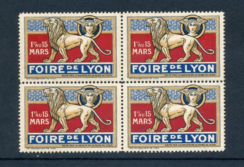 4 VINTAGE FRANCE POSTER STAMPS (L412) 1929 FRENCH  Fiore De Lyon Science 
