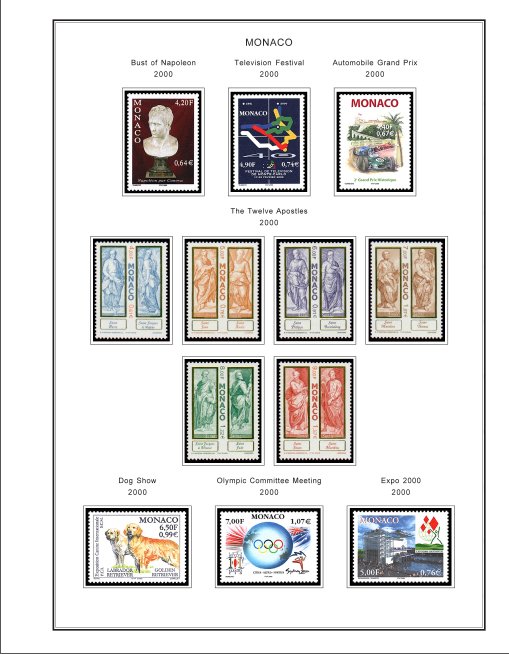 COLOR PRINTED MONACO 1885-2010 STAMP ALBUM PAGES (346 illustrated pages)