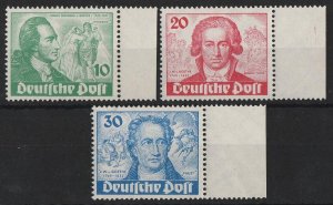 GERMANY - WEST BERLIN 1949 Goethe set 10pf-30pf. MNH **. SG B61-63 cat £400.