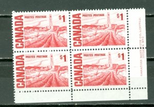 CANADA 1967 OIL FIEDS  #465B...LR  PL2 PVA GUM CORNER BLK MNH...$62.50
