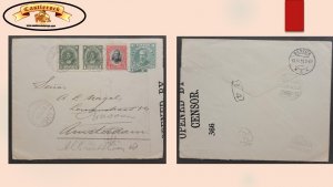O) 1918 CHILE,  PUERTO VARAS, CENSORSHIP, COLUMBIS 1c green, FRANCISCO ANTONIO